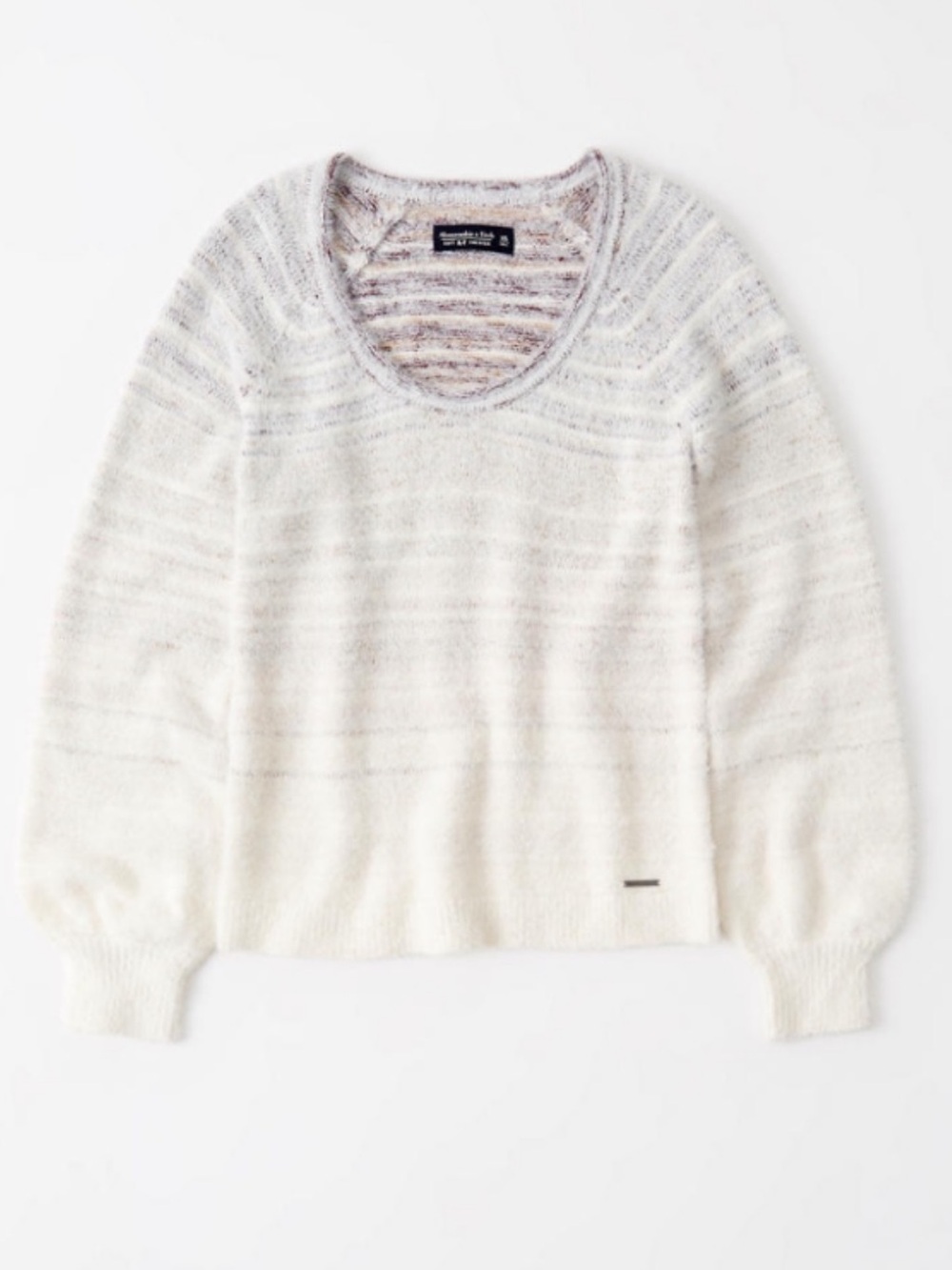 Abercrombie & Fitch Cozy Ivory Striped Fuzzy Knit Sweater